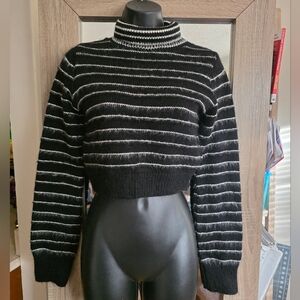 ☆Topshop Black and White Striped Fur Sweater☆